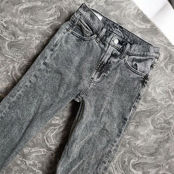 Gap 90s  Straight High Rise Gray Black Denim Jeans 0R 25 - Picture 2 of 8
